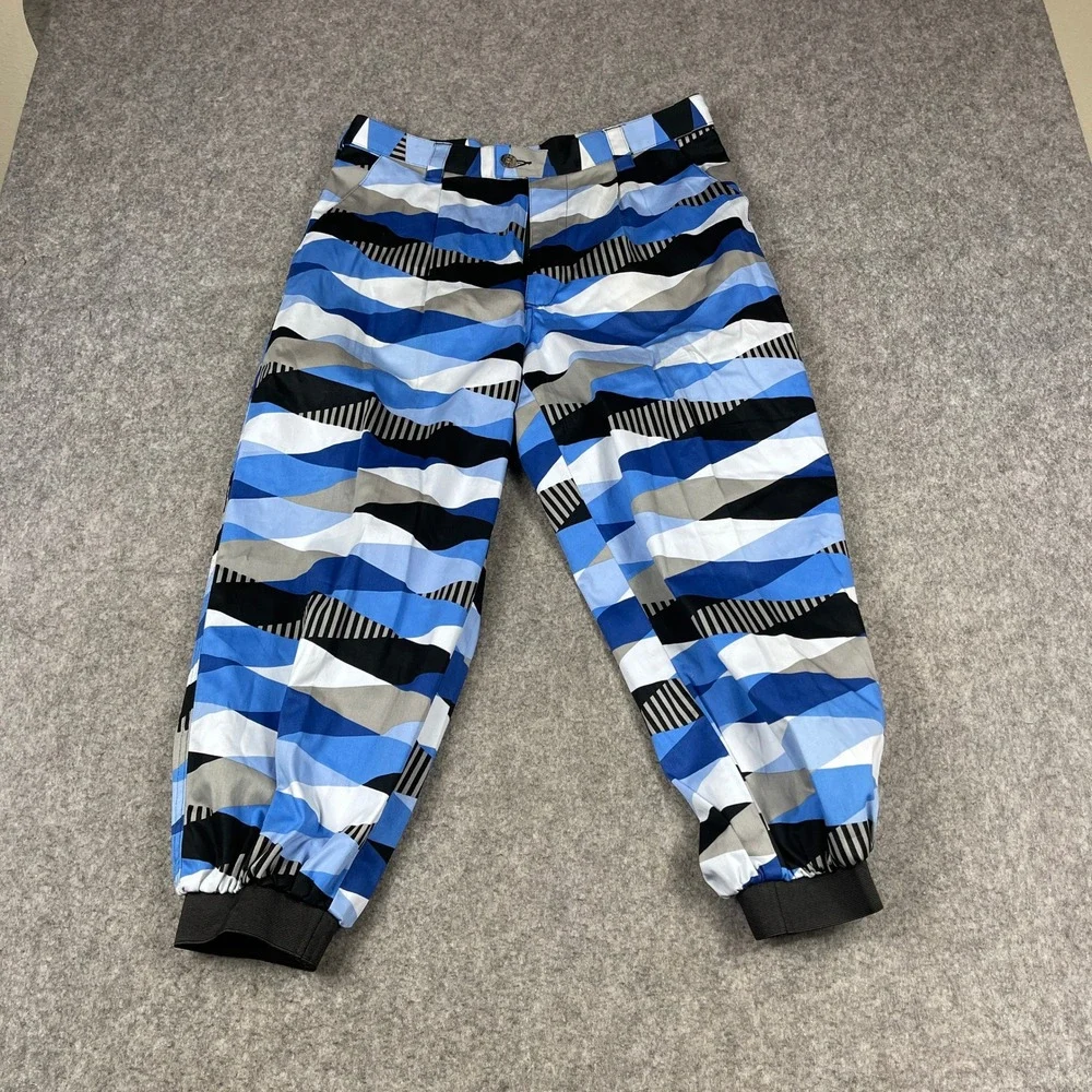 Loudmouth Golf Knickers Pants Mens 32 Abstract Geometric AOP Blue Black Grey